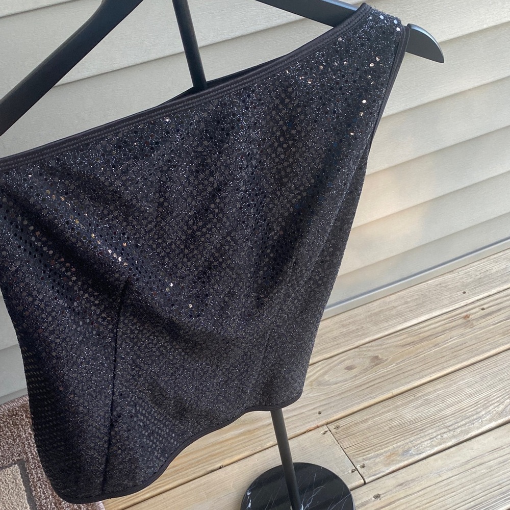 Coffield & Company Black Sequin One-Shoulder Top